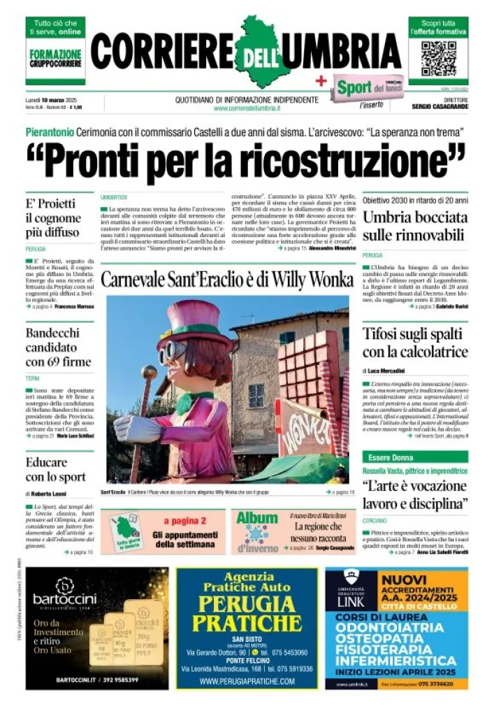 Prima-pagina-corriere umbria-del-2025-03-10